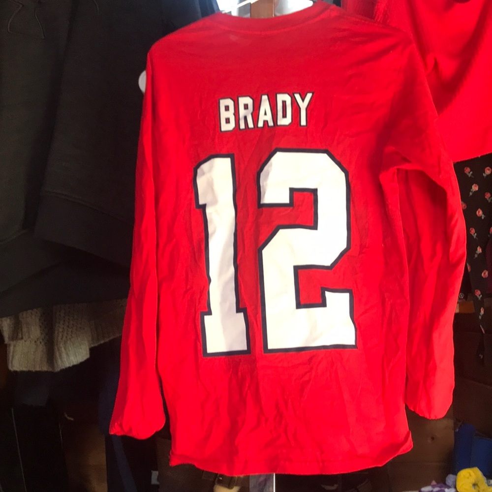 Red Tom Brady long sleeve shirt